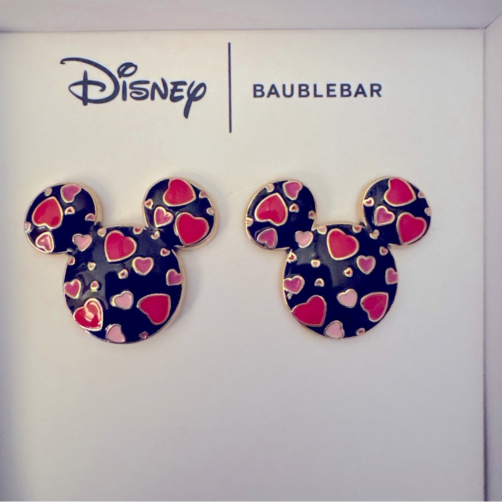 Baublebar Mickey Mouse ICON EARS 2025 BLACK Enamel SHINY Valentine Earrings